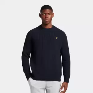 Image of Mens Shaker Stitch Mock Neck Jumper - Dark Navy - L