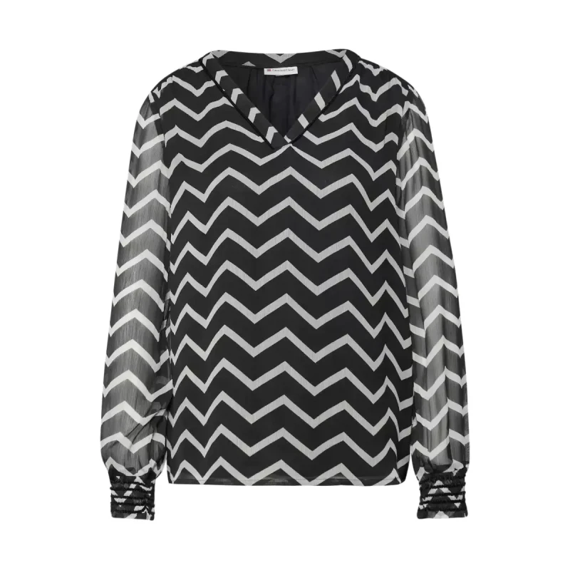 Image of cecil Velvet-chiffon tunic blouse For Her Cecil Noir Female 36