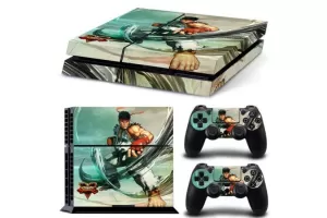 Image of Street Fighter V Ryu PS4 Console and Controller Vinyl Sticker Kit