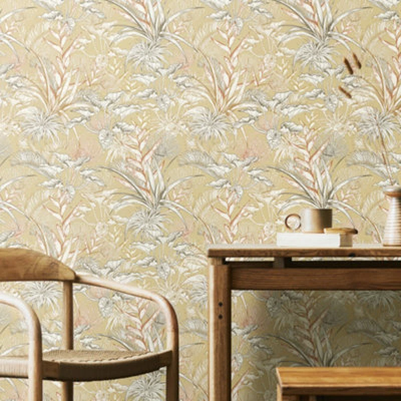 Image of Hoopla Walls Leaf Silhouette - Soft Sand 10M Wallpaper