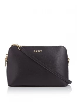 Image of DKNY Sutton top zip cross body bag with chain Black