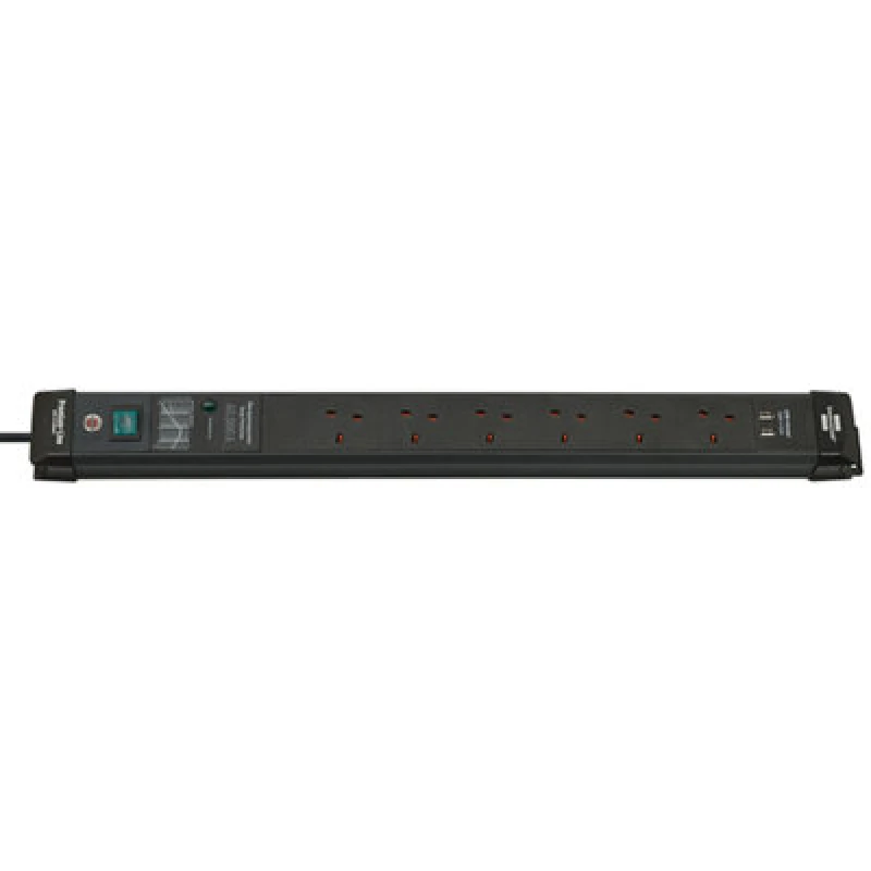 Image of Brennenstuhl Premium-Line 6 Gang Extension Lead With Surge Protection Up To 60,000A And USB Ports
