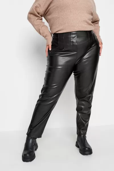 Image of Coated Darted Waist Tapered Trousers