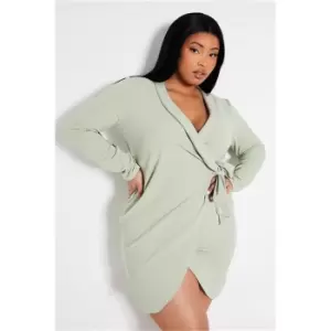 Image of I Saw It First Sage Plus Size Crepe Wrap Front Shirt Dress - Green
