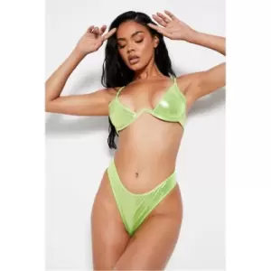 Image of I Saw It First Lime Green Metallic Monowire Bikini Set - Green