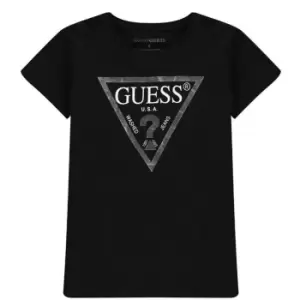 Image of Guess Girl's Core Logo T Shirt - Black