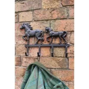 Image of Rustic Cast Iron Wall Hooks, Two Horses