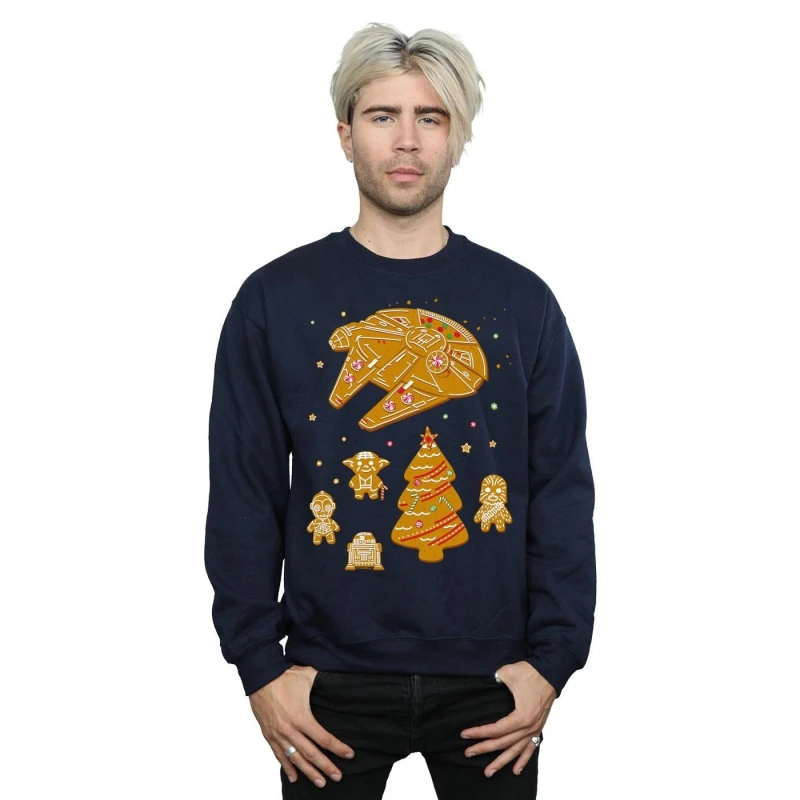 Image of Star Wars Star Wars Men Gingerbread Rebels Sweatshirt in Navy Size: Small Navy S Male 5059400521436