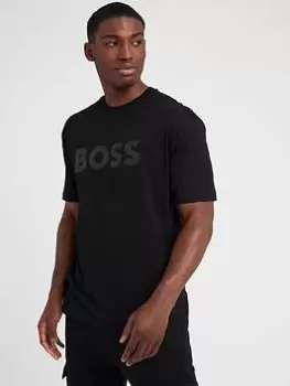 Image of BOSS Lotus Relaxed Fit T-Shirt - Black, Size S, Men