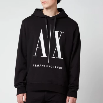 Image of Armani Exchange Mens Large Ax Logo Hoodie - Black - S