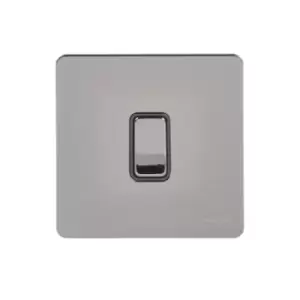 Image of Schneider Electric Ultimate Screwless Flat Plate - Single Rocker 2 Way Light Switch, Single Pole, 16AX, GU1412BBN, Black Nickel with Black Insert
