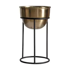 Image of Crossland Grove Ealing Planter Large Black/Gold 240x240x410Mm