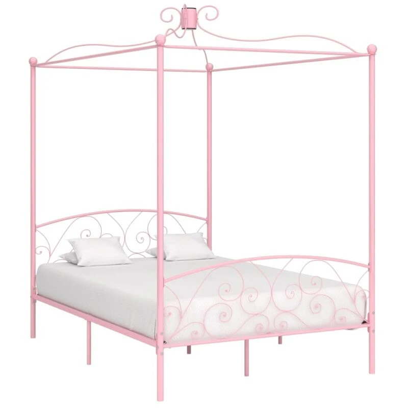 Image of VIDAXL 284488 Canopy Bed Frame without Mattress Pink Metal 120x200cm Vidaxl 8719883791821
