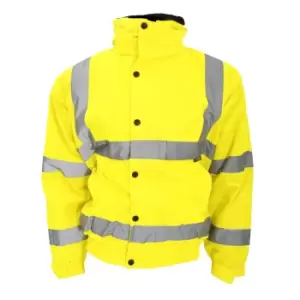 Image of Warrior Memphis High Visibility Bomber Jacket / Safety Wear / Workwear (S) (Fluorescent Yellow)