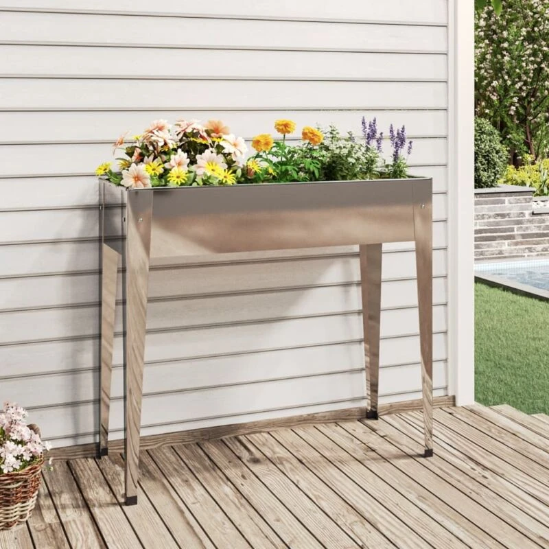 Image of vidaXL Garden Planter 100.5x40.5x90cm Galvanised Steel, Silver 152262