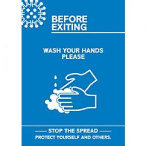 Image of Seco Health & Safety Poster Before exiting, wash your hands Semi-Rigid Plastic 29.7 x 42 cm