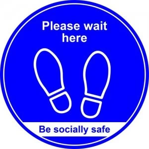 Image of 400mm Floor Graphic wait here - Blue