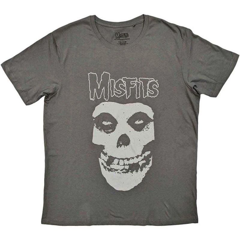 Image of Misfits Logo And Fiend T Shirt Grey unisex
