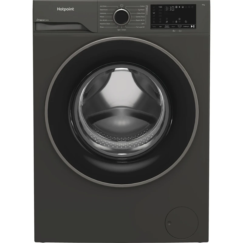 Image of Hotpoint FabricCare 9KG Washing Machine - Graphite Freestanding 1400RPM Quiet A-Rated HB93GCAREUK Graphite