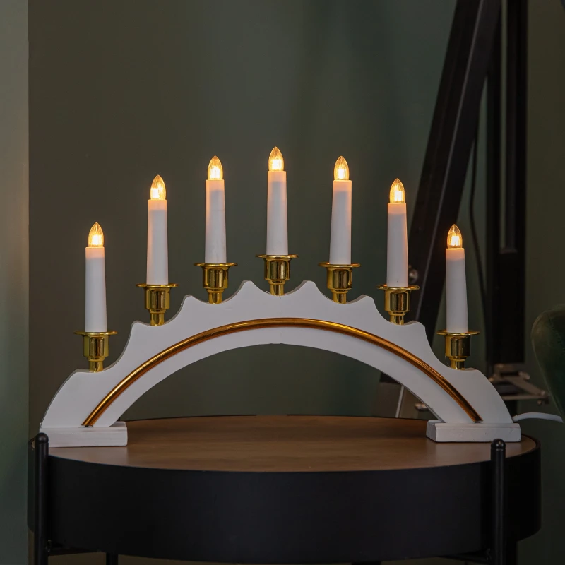 Image of 42cm Light up Christmas Candle Bridge in White with 7 Bulbs