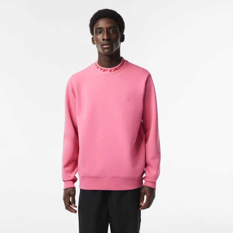 Image of Lacoste Double Sided Logo Collar Sweatshirt Pink male S