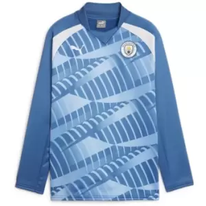 Image of Puma Manchester City Pre Match Sweat T-Shirt 2023 2024 Juniors - Blue