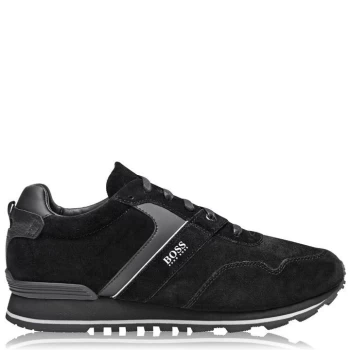 Image of BOSS Parkour Suede Run Trainers - Black