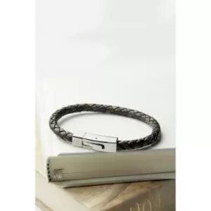 Image of Personalised Leather Bracelet with Tube Clasp