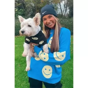 Image of I Saw It First Cobalt Blue Crew Neck Jumper With Smiley Face Print - Blue