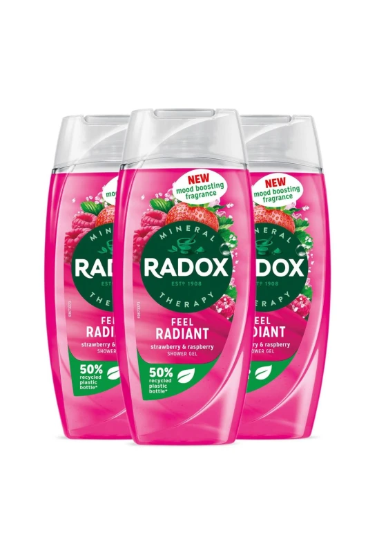 Image of Radox Feel Radiant 'Shower Gel' w/ Strawberry&Raspberry Fragrance 225ml 3pk Pink unisex