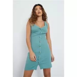 Image of I Saw It First Sage Rib Button Through Strappy Dress - Green