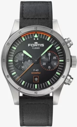 Image of Fortis Watch Flieger F-43 Bicompax On Aviator Strap