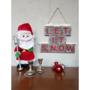 Image of Let it Snow Walnut Decorative Wooden Wall Accessory