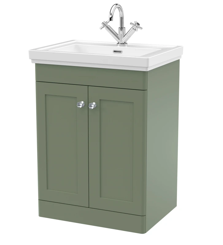 Image of Balterley Floor Standing 2 Door Vanity 1 Tap Hole Fireclay Basin 600mm Green Green