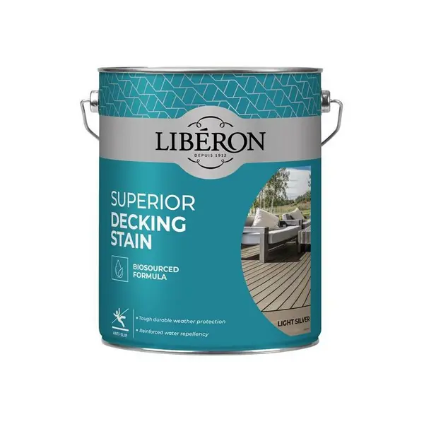 Image of Liberon Superior Decking Stain LIB126130 Colour: Light Silver