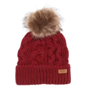 Image of Barbour Womens Penshaw Cable Beanie Crimson One