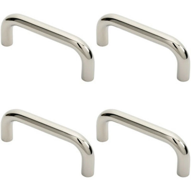 Image of Loops 4x Round D Bar Pull Handle 169 x 19mm 150mm Fixing Centres Bright Steel Metallics unisex