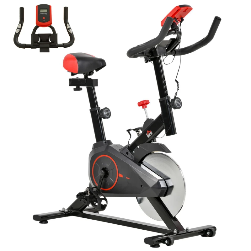 Image of HOMCOM HOMCOM Indoor Exercise Bike with Adjustable Height, Resistance in Black One Size Unisex 5063603050525