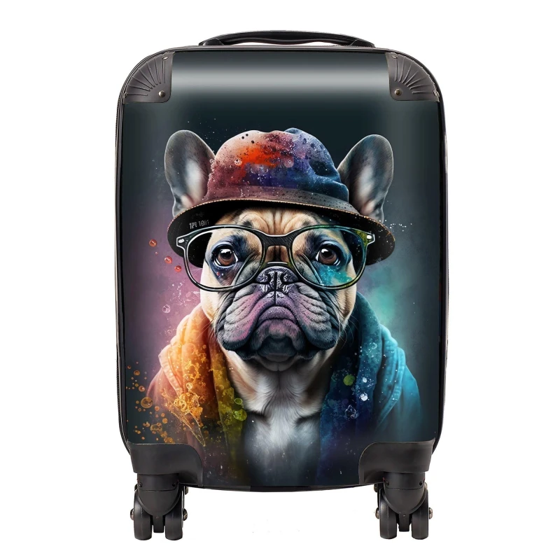 Image of Warren Reed - Designer French Bulldog Dog Splashart Suitcase Size: Cabin Multicolor Unisex Cabin
