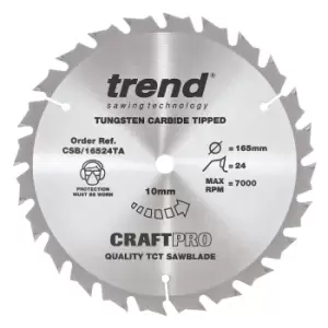 Image of Trend CRAFTPRO Wood Cutting Cordless Saw Blade 165mm 24T 10mm