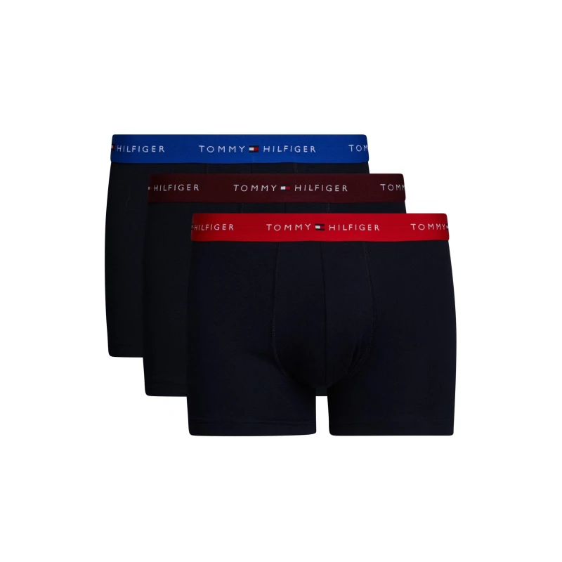 Image of Tommy Hilfiger 3 Pack Signature Cotton Essentials Trunks Navy (Blue/Crimson/Rouge) M