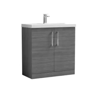 Image of Nuie Arno 800mm Floor Standing 2 Door Vanity & Basin 3 Anthracite