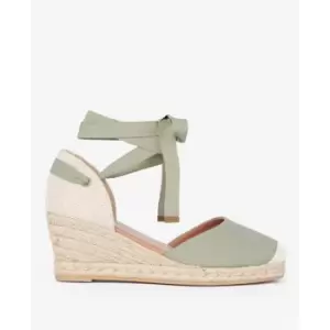 Image of Barbour Candice Tie-Up Espadrille Wedges - Green
