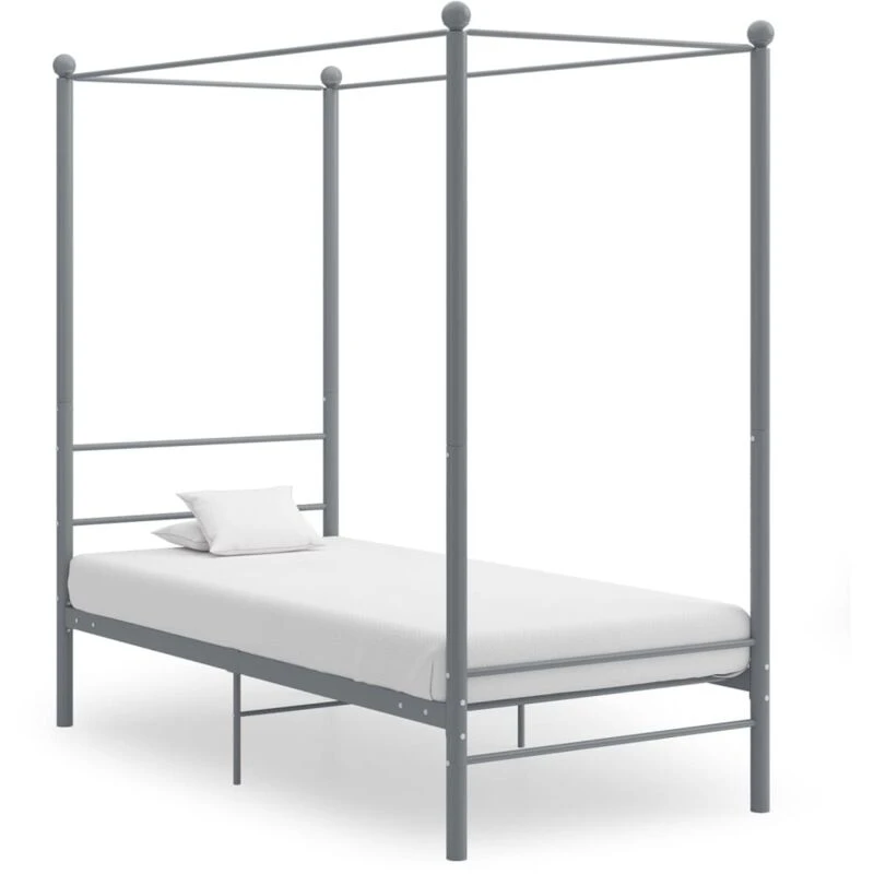 Image of VIDAXL Canopy Bed Frame without Mattress Grey Metal 90x200cm Vidaxl 8720286163689