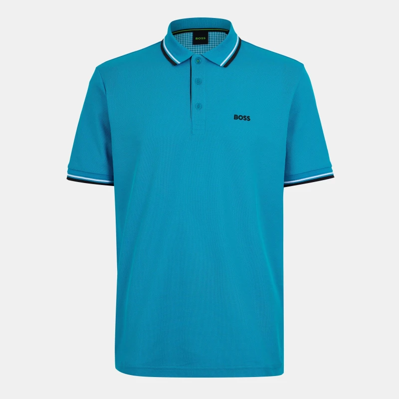 Image of Boss Mens Paddy Short-Sleeve Polo Shirt - Blue Male S