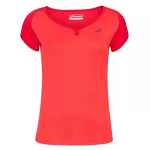 Image of Babolat Play Cap Sleeve T Shirt Junior Girls - Red