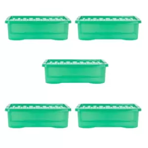 Image of Wham Crystal 32L Storage Box and Lid Set Of 5 - Tint Leprechaun Green