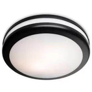 Image of Style Resin Flush Ceiling Fitting Black with White Polycarbonate Diffuser IP54 - Firstlight