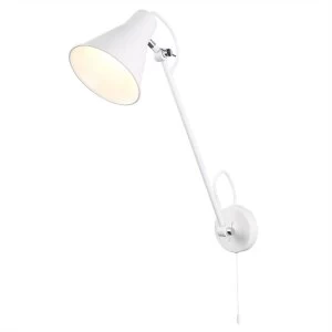Image of Adjustable 1 Light Indoor Small Wall Light Chrome, White, E27