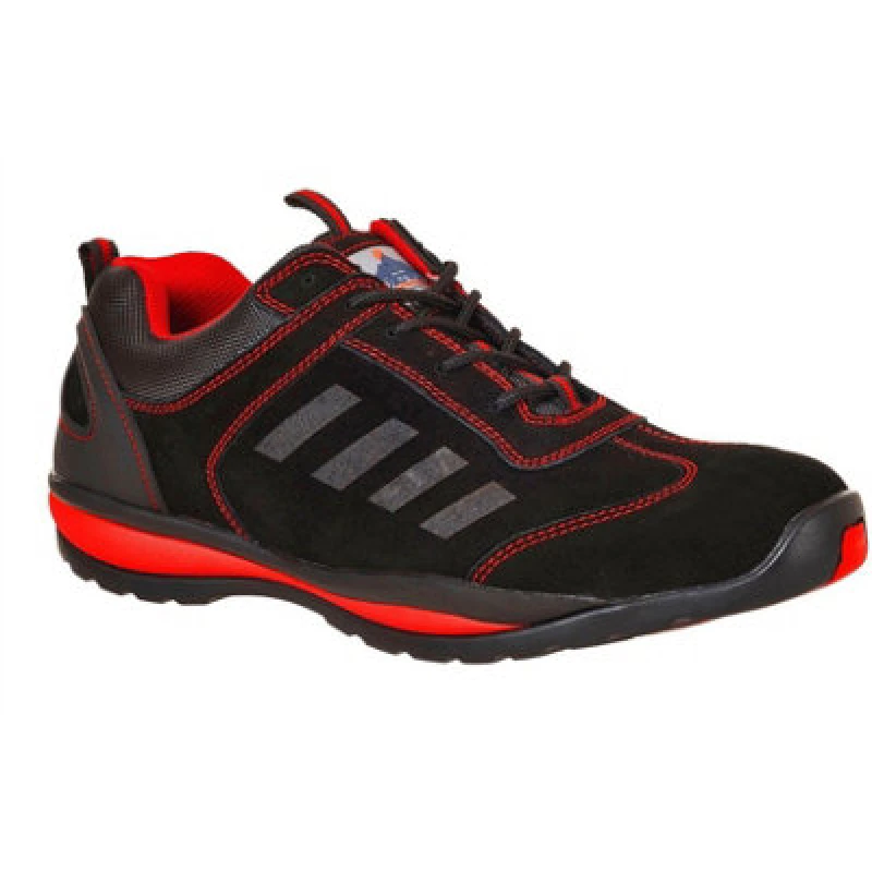 Image of Portwest Steelite Lusum S1P HRO Safety Trainers FW34RER44 Colour: Black / Red